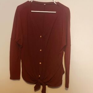 Button-Down Tie-Front Cardigan